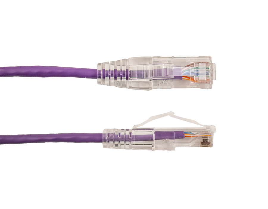 CAT6A paars Slim Type UTP 28AWG 15cm patch kabel - 10-pack