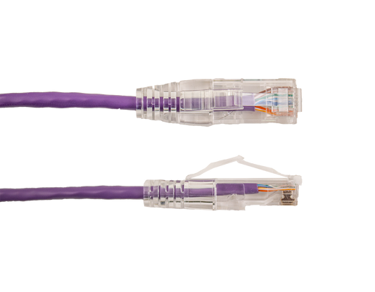 CAT6A paars Slim Type UTP 28AWG 15cm patch kabel - 10-pack