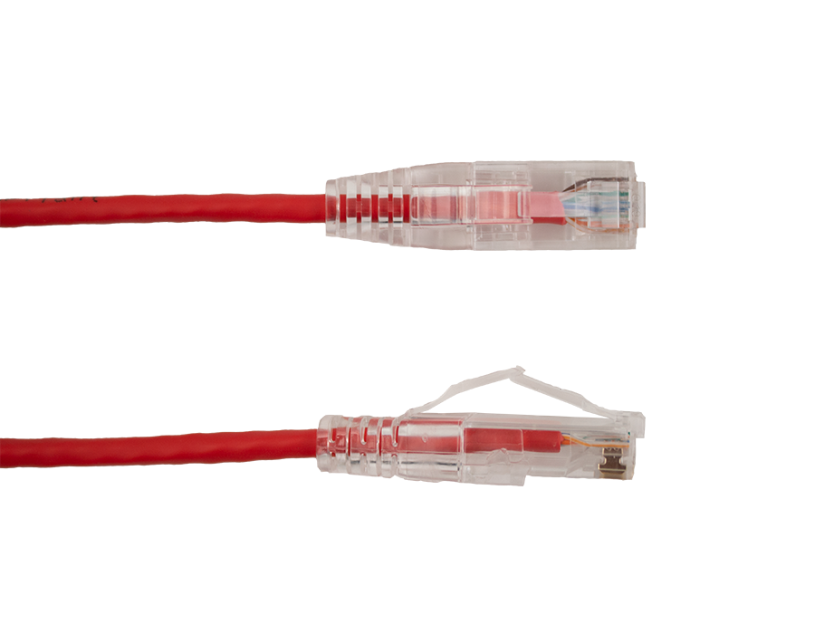 CAT6A rood Slim Type UTP 28AWG 15cm patch kabel - 10-pack