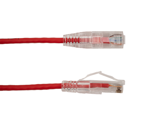 CAT6A rood Slim Type UTP 28AWG 15cm patch kabel - 10-pack
